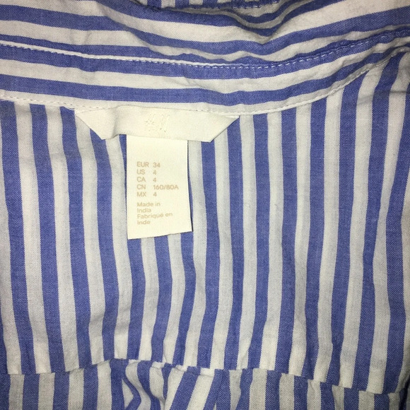 H&M size 4 blue & white striped button down top - Picture 3 of 3